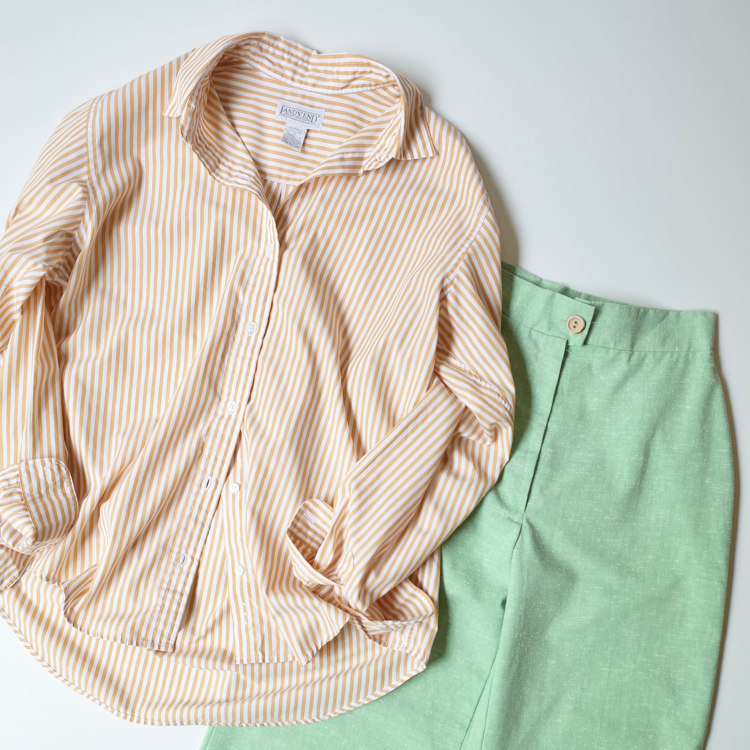 LANDS' END stripe shirt