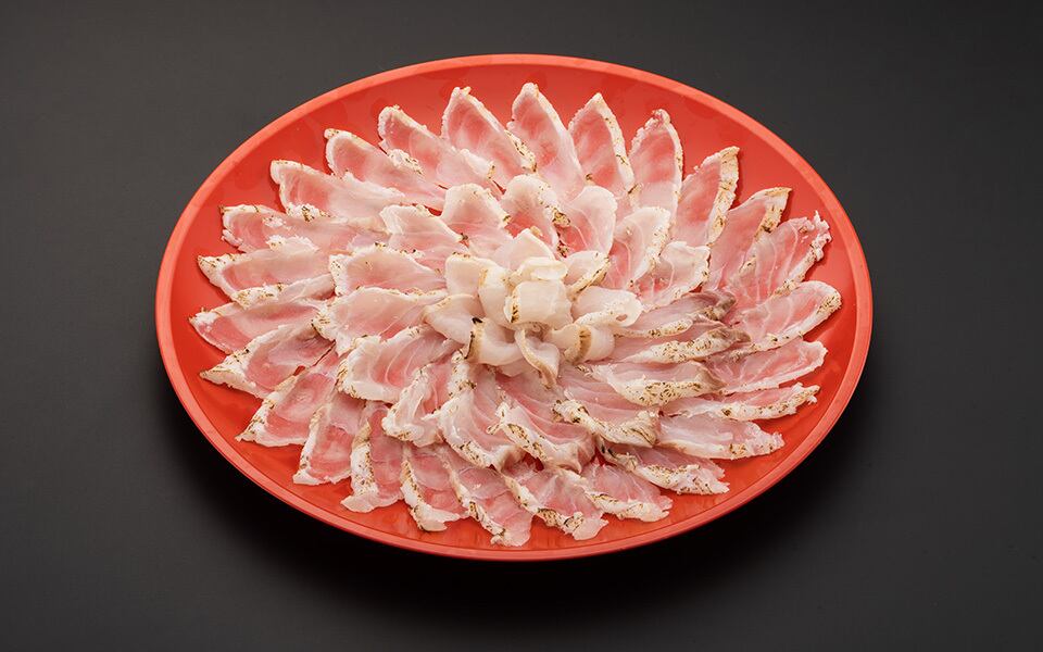 クエの炙り菊盛刺30㎝・鍋セット（30cm皿付：2〜3人前）