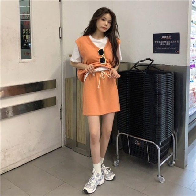セットアップ レディース ベスト 韓国 ファッション レディース Tシャツ ベスト スカート コーデセット 夏服 レディース セットアップ Vestito