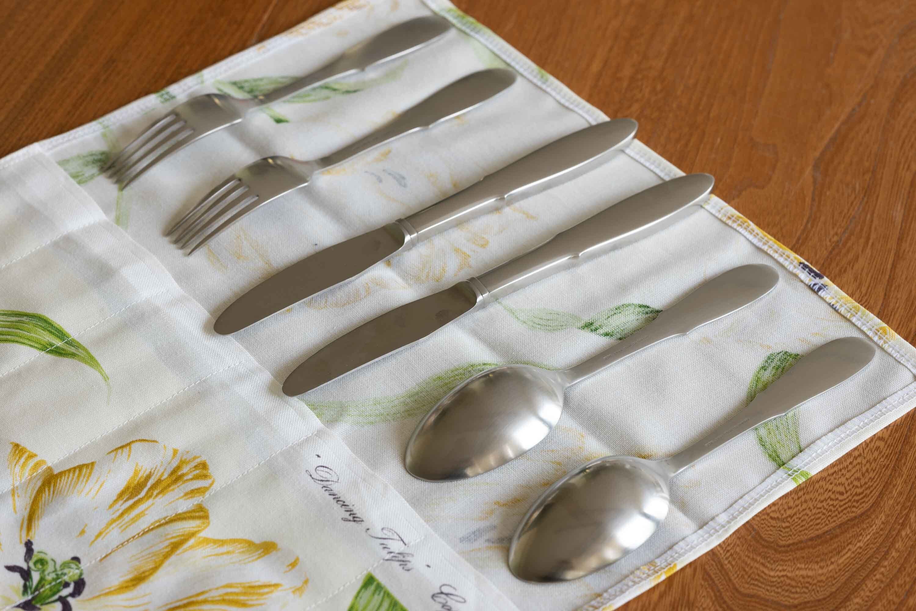 Mitra (ミトラ) デザートナイフ・フォーク・スプーン 3セットをペアで計6本 オリジナルカトラリー入れ付 Georg Jensen(ジョージ・ジェンセン)1941年〜