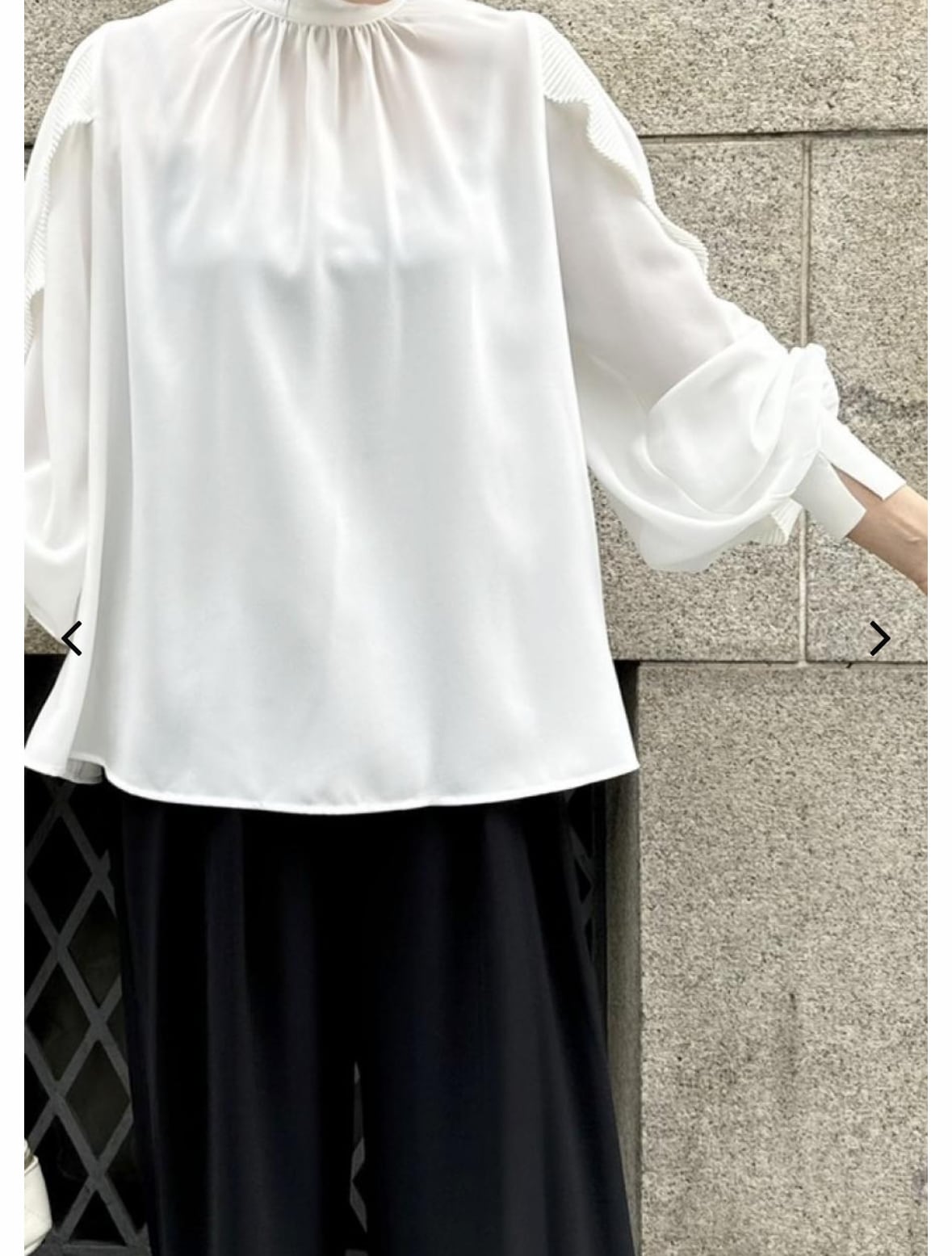 ☆大人気☆再販☆ 袖プリーツデザインジョーゼット2WAYブラウス