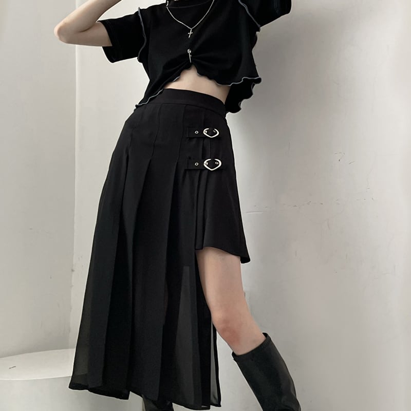 With U Pinksavior ロング丈 アシンメトリー スカート ハートリング JK  