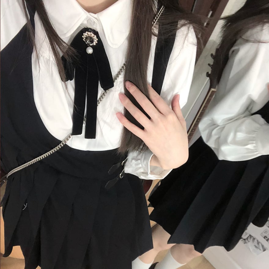 ソフトロリータ フェイクツーピース JK 制服 ワンピース ガーリー 甘め