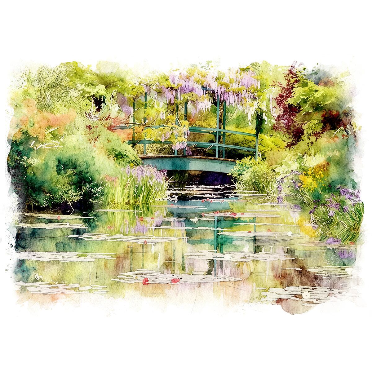 絵画 風景画(街並み) フランス ジヴェルニー モネの庭園 インテリア