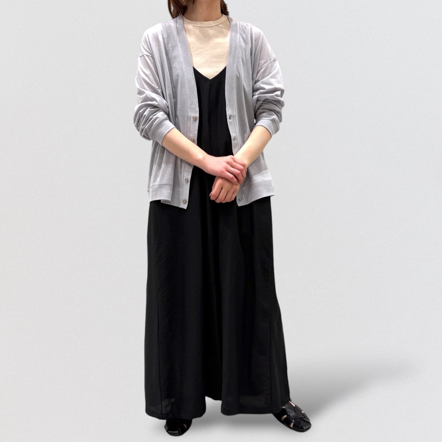 SHUKADO COTTON ×NYLON sheer jersey V-neck cardigan | CoCo Cuore