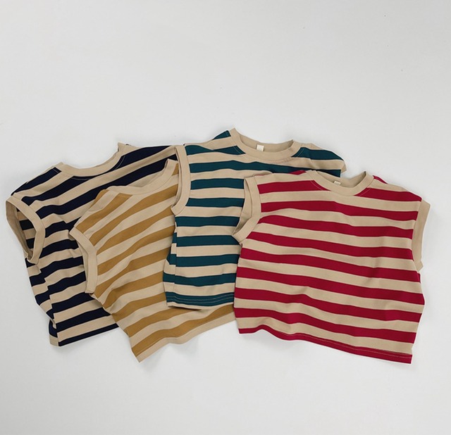 【BABY&KID】夏新作　カラーボーダー柄ベスト