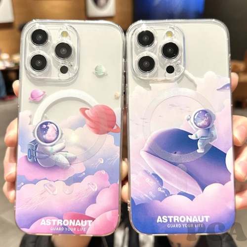 【240710】 空 雲 ロケット 宇宙飛行士 クリア スマホ ケース カバー iphoneケース