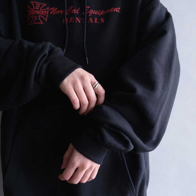 front and printed loose sweat parka