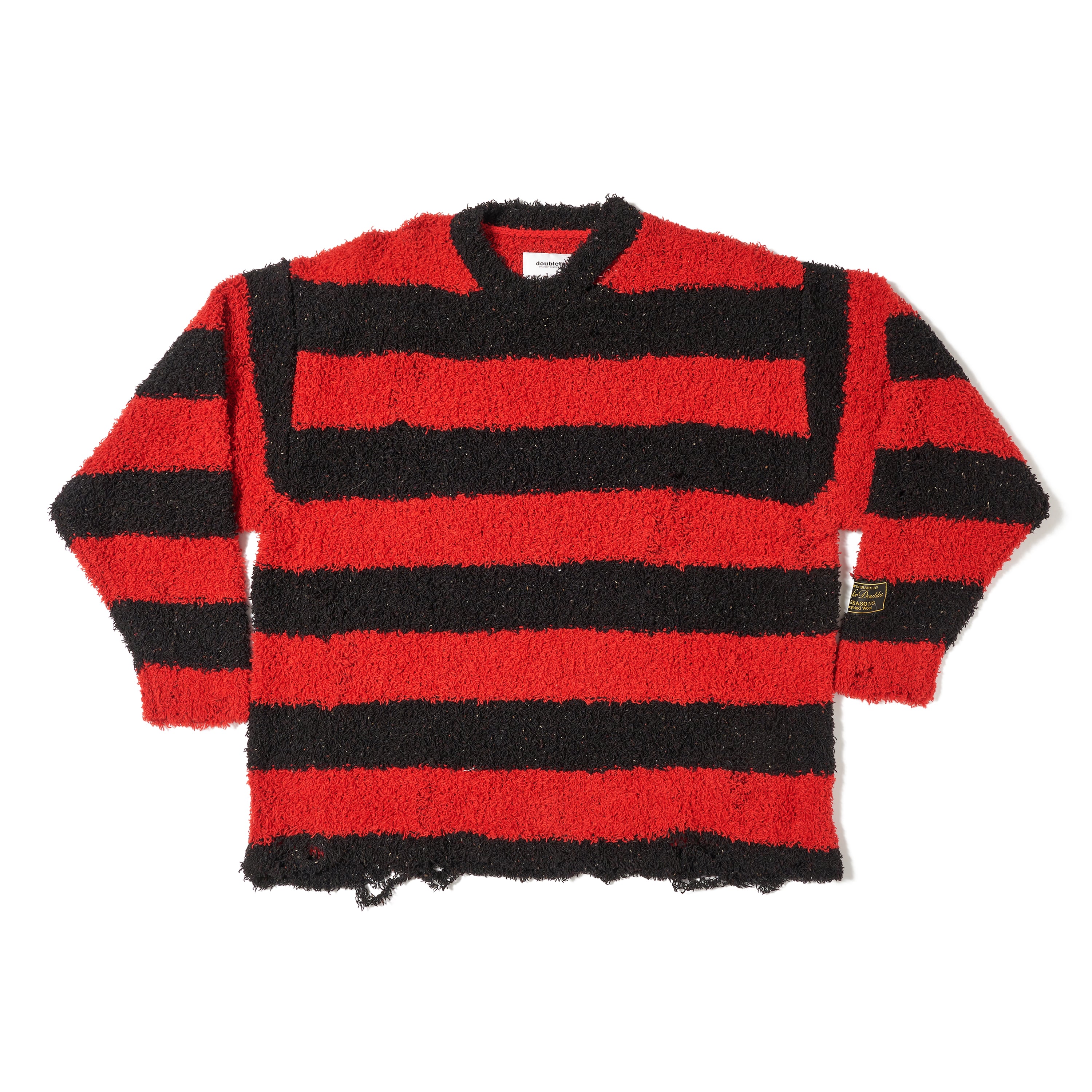 25AW】doublet RECYCLED WOOL STRIPE KNIT (RED/BLK) 25AW64KN193