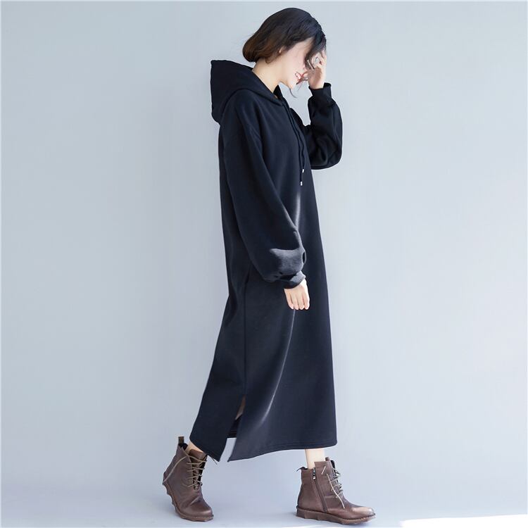 Iライン ロング パーカー ワンピ ワンピース フーディー パーカーワンピース 膝下 ロング丈 袖あり 長袖 ボリューム袖 ドロップショルダー ストレート ワイド スリット サイドスリット フード付き ポケット かわいい 大人可愛い きれいめ シンプル カジュアル 大人 上品 Iライン ロング パーカー ワンピ ワンピース フーディー パーカー