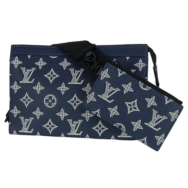 Used LOUIS VUITTON ルイヴィトン ガストン ウエアラブル ウォレット モノグラムシャドウ インクブルー ボディバッグ M83384 超美品