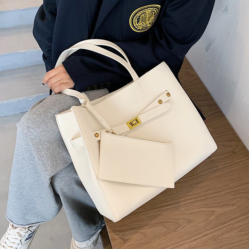 シンプルなレディース大容量バッグレディースバッグ2020新しい流行のファッションオールマッチショルダーバッグネットレッドピクチャートートバッグ 手作りハンドバック8354847875