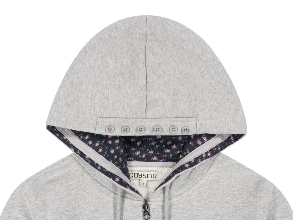 COYSEIO] FLOWER POINT ZIP-UP HOODIE MELANGE GREY 正規品 韓国