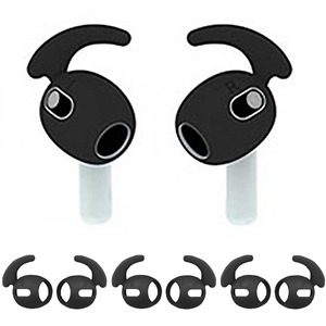 【特価処分】Airpods 3 用 イヤーピース シリコン製 2021 AirPods（第3世代）適用 ズレ解消 落ち防止 快適 イヤーフック イヤホンカバー シリコンカバー 3セット6個 収納ケース付 黒