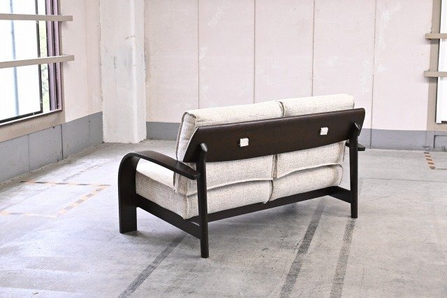 飛騨高山 ibata interior/イバタ家具 ラブソファ 曲げ木 ホワイト ibata 飛騨の家具 2人掛け 2p 椅子 ファブリック【中古家具/中古インテリア/USED家具ユーズド家具/リサイクル】