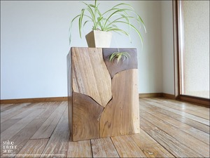 チーク無垢材 展示台Briq/45 飾り台 ディスプレイスタンド 店舗什器 花台 プランツスタンド 陳列台 置き物台 台座 H45cm