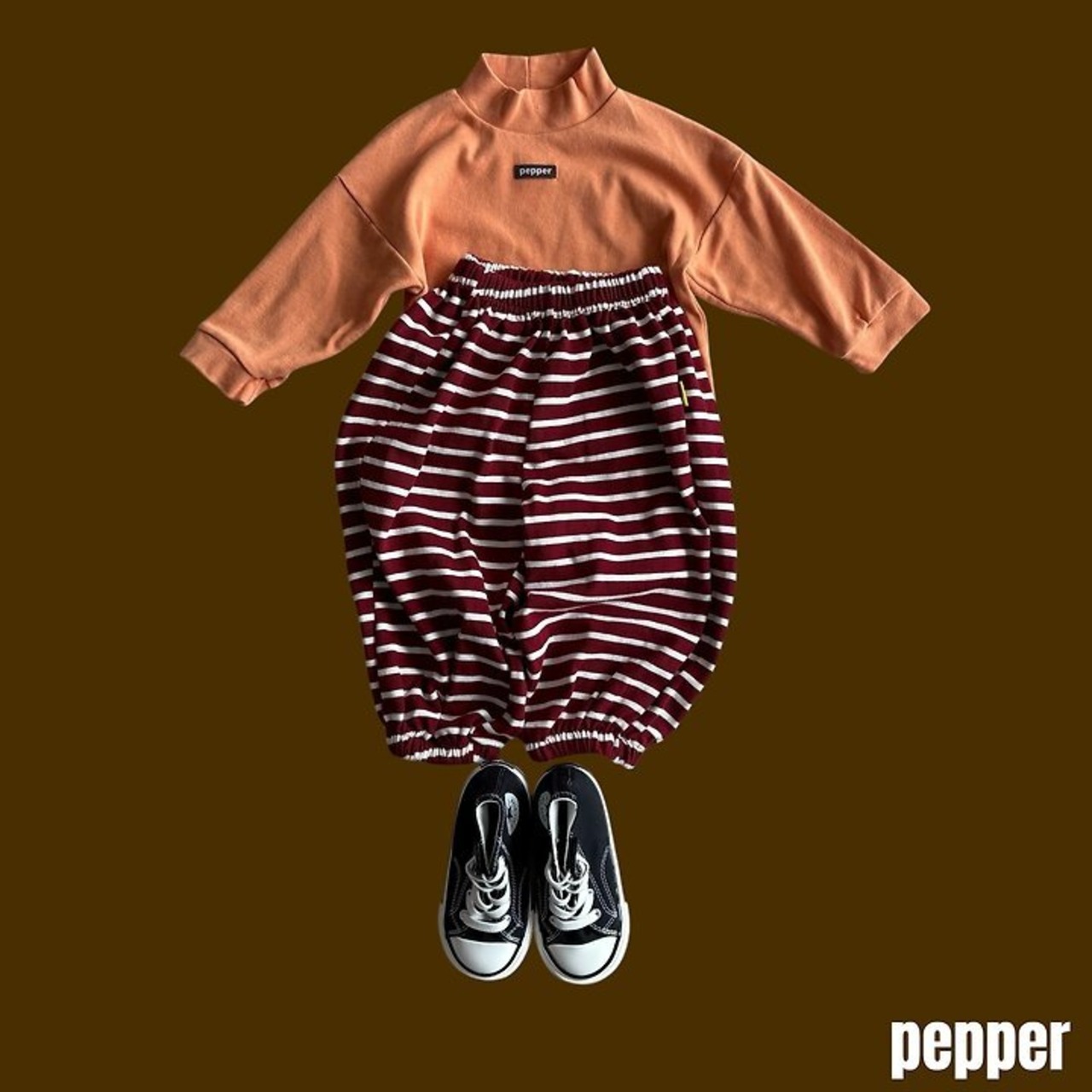 韓国子供服 / PEPPER / 26Autumn / チャチャ ボーダー ジョガーパンツ / 秋服 *XS~XL *