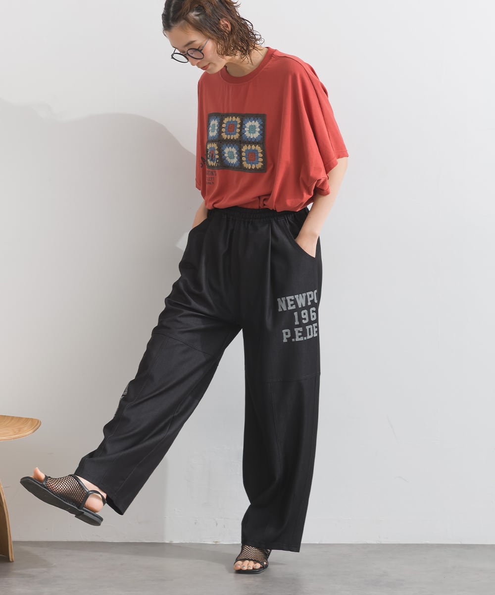 J262004 【接触冷感シリーズ】 ツイルワーク風ロゴパンツ / Cool Touch