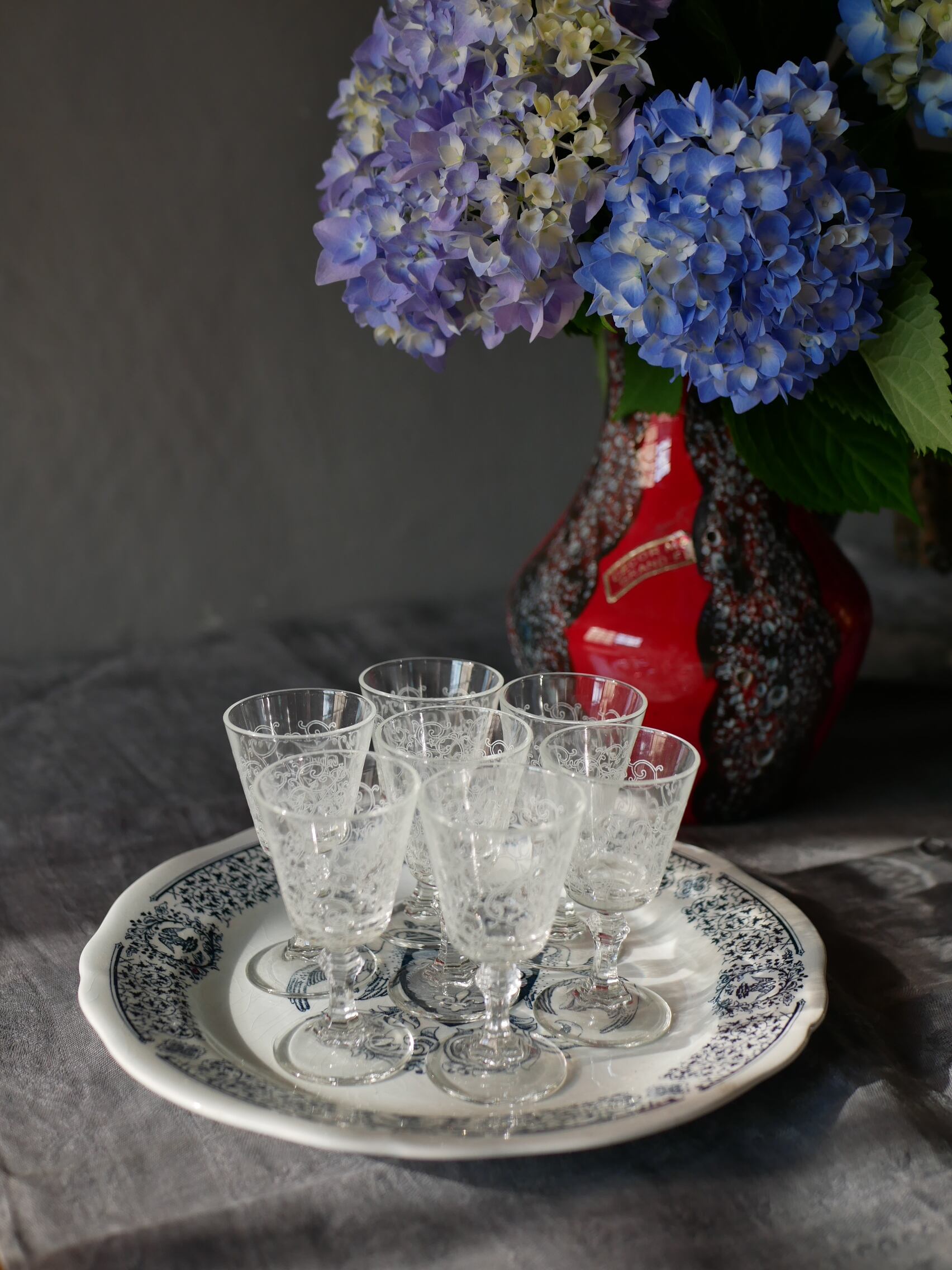 残→3 柄入り ショットグラス フランスアンティーク ブロカント