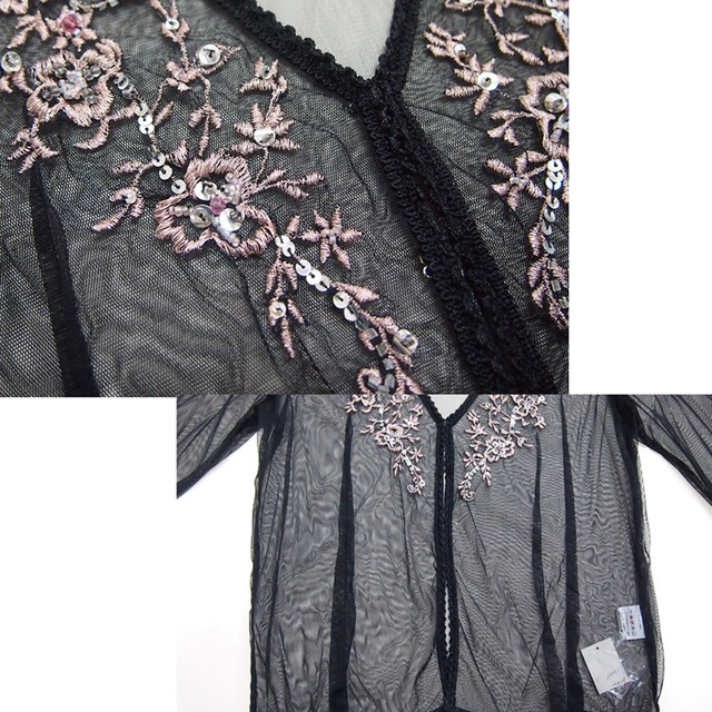 刺繍ビーズのエレ ガントカーディガン　薄手ボレロ 　ビジュー　パーティー　フォー マル