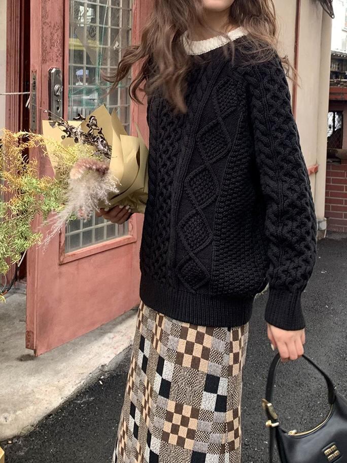 Bi-color twist sweater（バイカラーツイストセーター）c-627