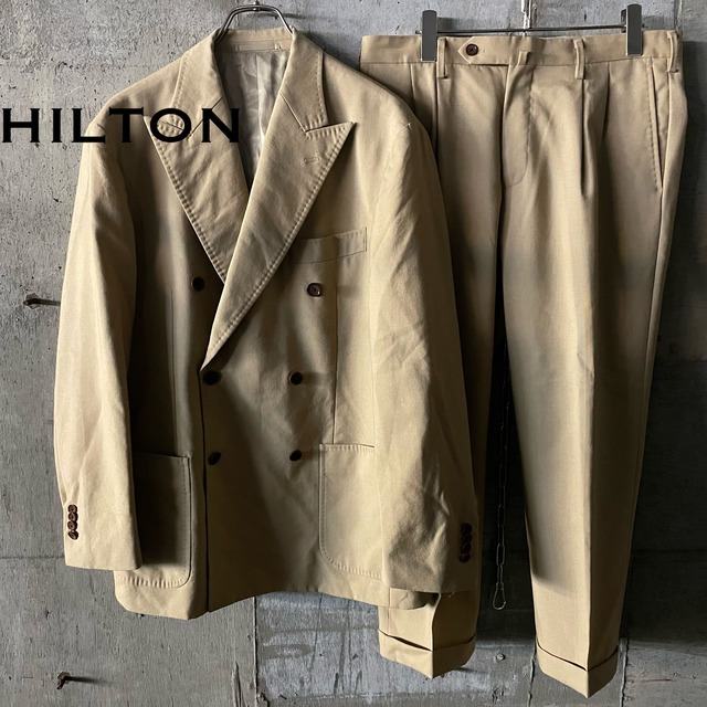 〖HILTON〗beige color double wool setup suit/ヒルトン ベージュカラー ダブル ウール セットアップスーツ/lsize/#1124