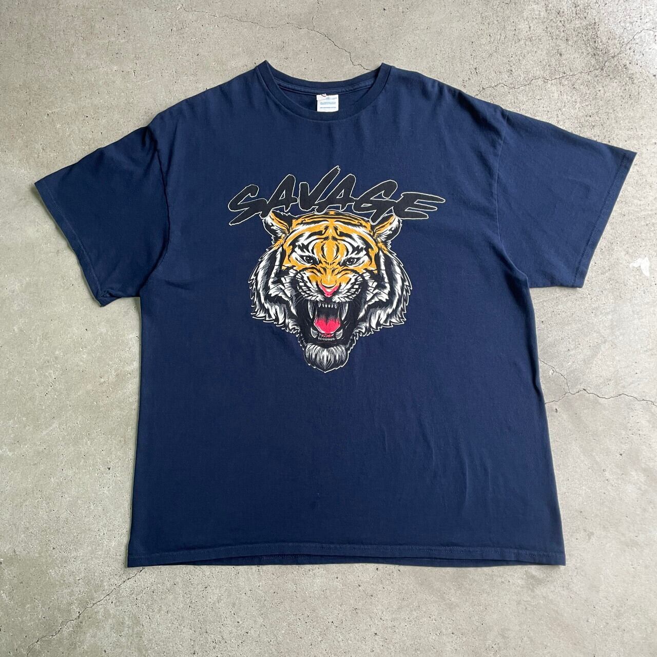 SAVAGE トラ 虎 アニマル プリントTシャツ メンズXL 古着 動物