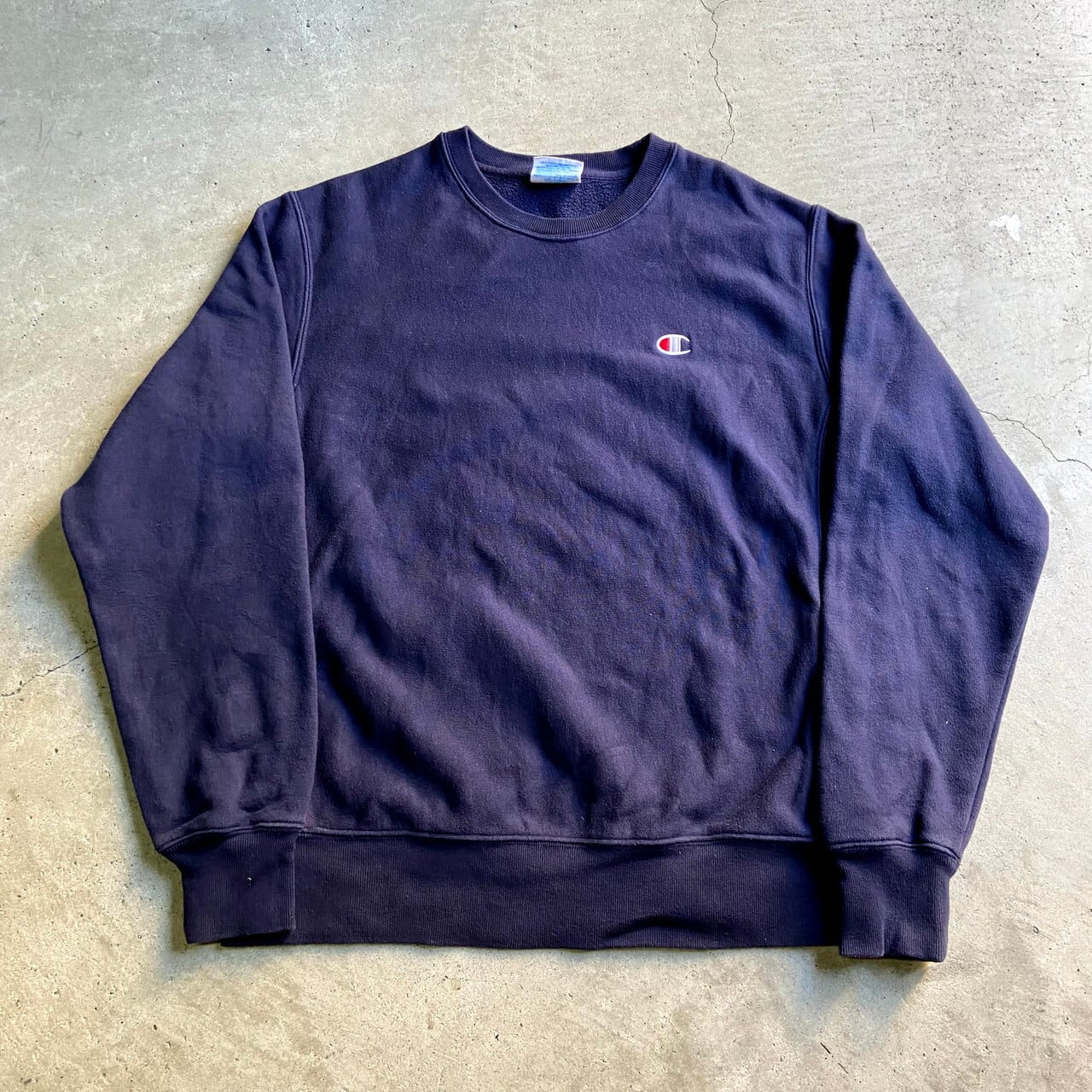 Champion チャンピオン ワンポイントロゴ 刺繍 リバースウィーブ メンズL相当 古着 REVERSE WEAVE スウェット トレーナー  ネイビー 紺色【スウェット】 | cave 古着屋【公式】古着通販サイト