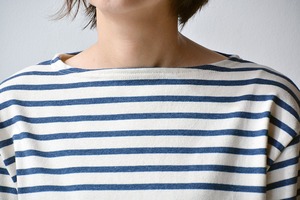 セントジェームス SAINT JAMES ウエッソンボーダーエルボーパッチ(13JC OUES.COUD.R)ECRU/INDIGO（MARINE）