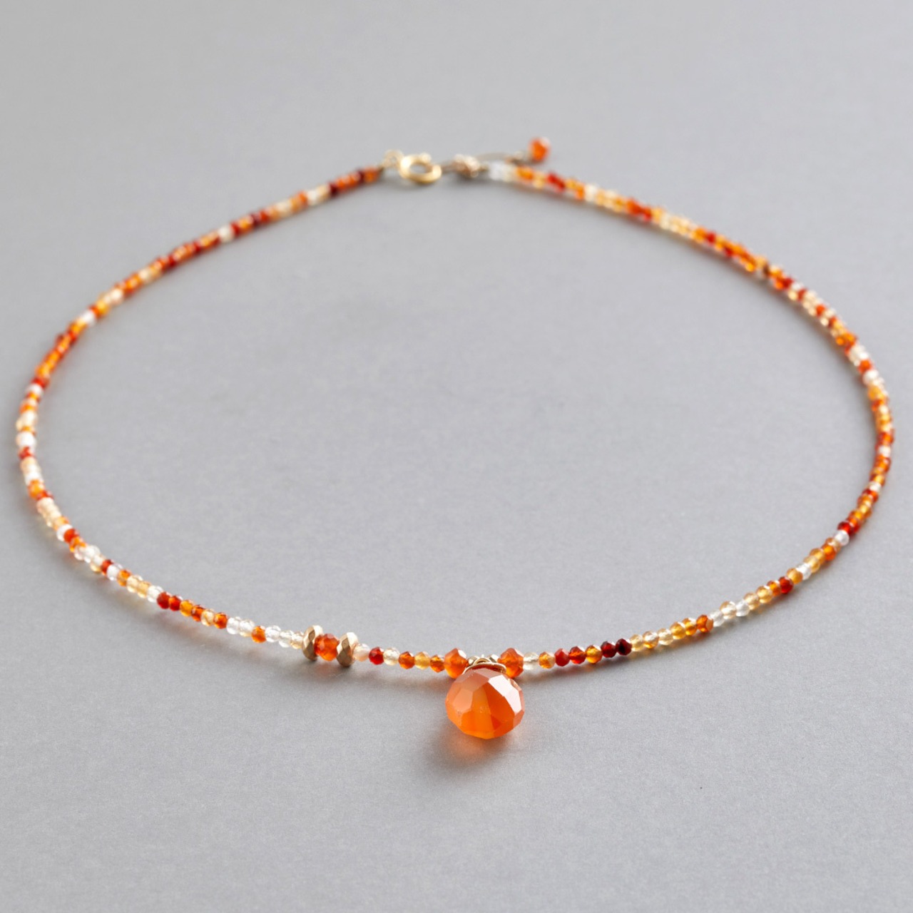 オレンジ色できらめくネックレス！ k14gf カーネリアン ne1227