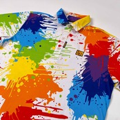 LOUD MOUTH ラウドマウス ペイント 総柄 半袖 ドライ ポロシャツ サイズ M /メンズ/マルチ