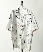 ATELANE  Dice pattern open collar BIG shirt (WHT)  23A-15051