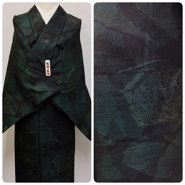 大島紬のお着物 正絹 （正絹 本場大島紬着尺 縞大島 京友禅染め 白地  