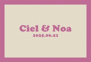 ＜NAME BLANKET　シグネチャー＞　幅広ブランケット アイボリーxローズピンク　POP【お名前ブランケット / オーガニックコットン】