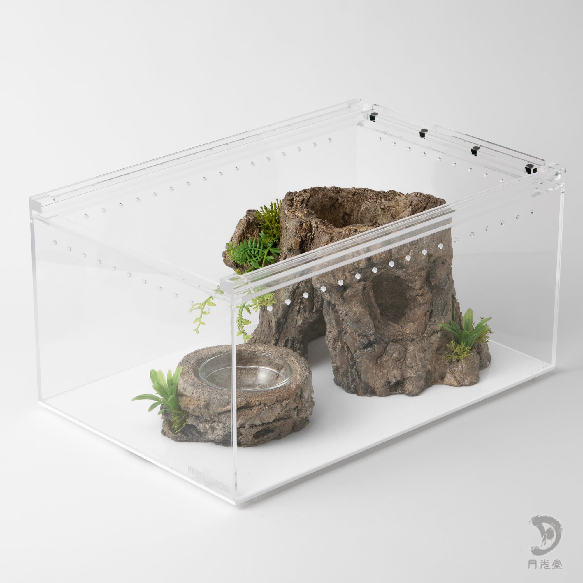 爬虫類シェルター｜レイアウトシェルター 朽木 水入れセット