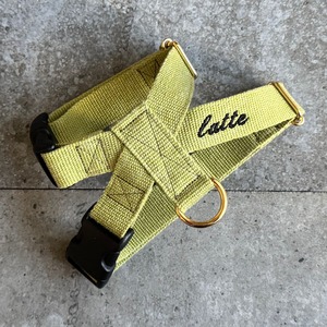 ハーネス ネーム刺繍 Acrylic × Linen light green 2cm幅 / 2.5cm幅