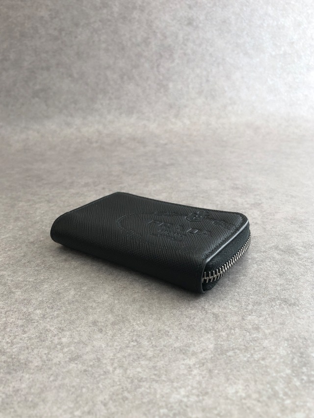 PRADA プラダ コインケース ブラック ロゴ型押し サフィアーノ レザー vintage ヴィンテージ オールド dgrv64