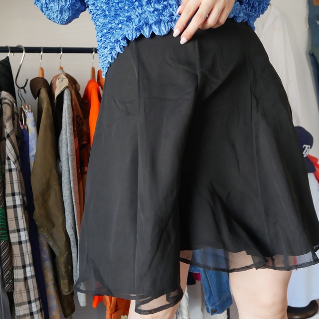 US black mini frill pants skirt