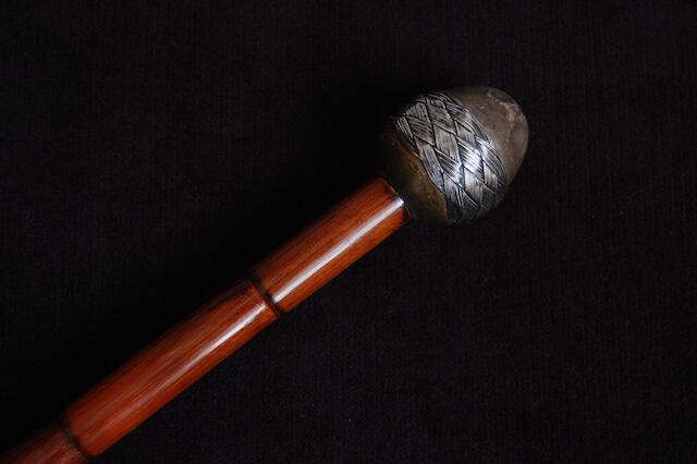 Antique Silver Partridge Wood Walking Stick