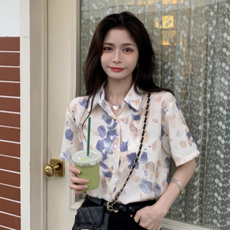 スタンダードシャツ シフォンサマートップス レトロ 夏物 YY-ファッション32231777126