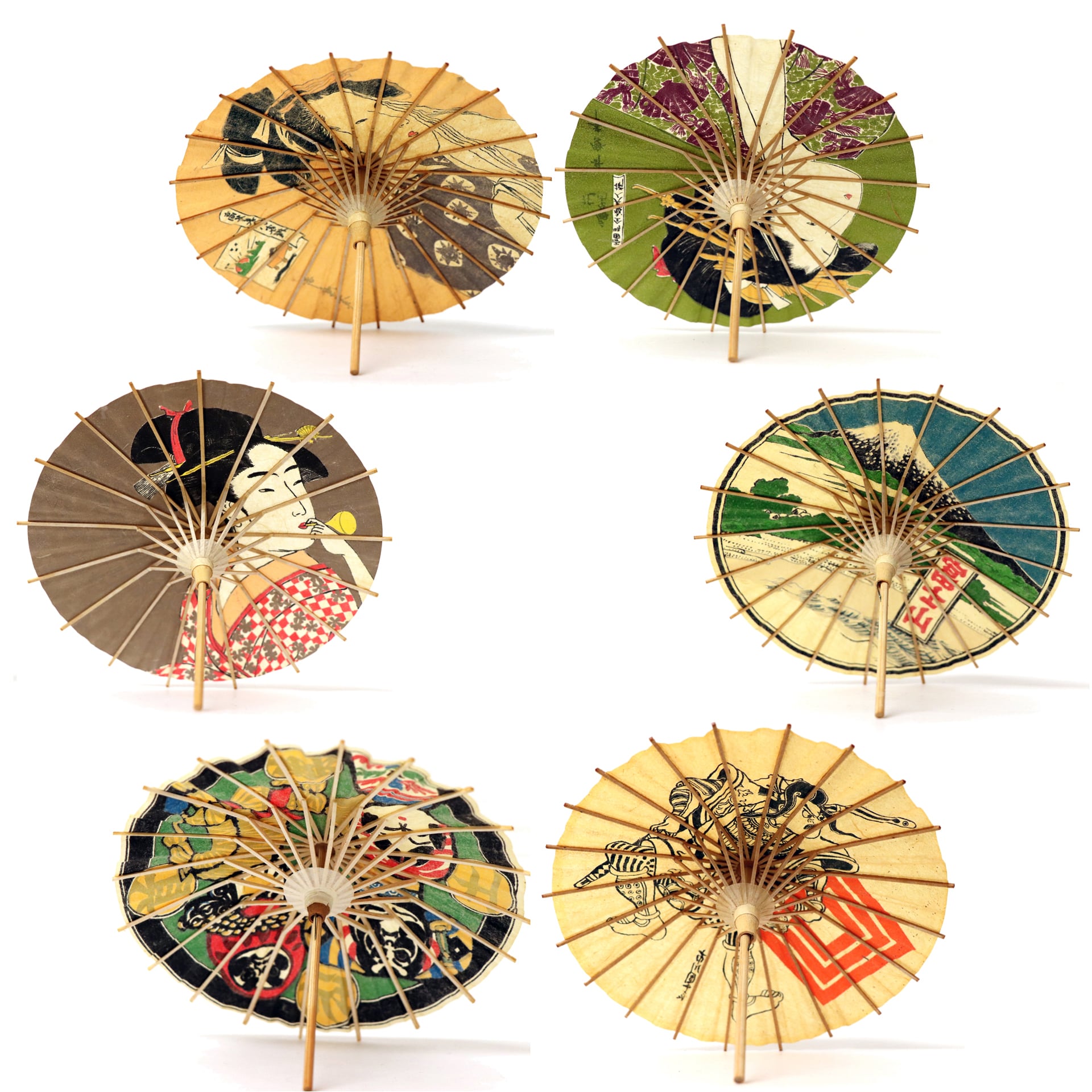 孫福剛久デザイン・特許ミニチュア番傘・6種セット・No.170911-07