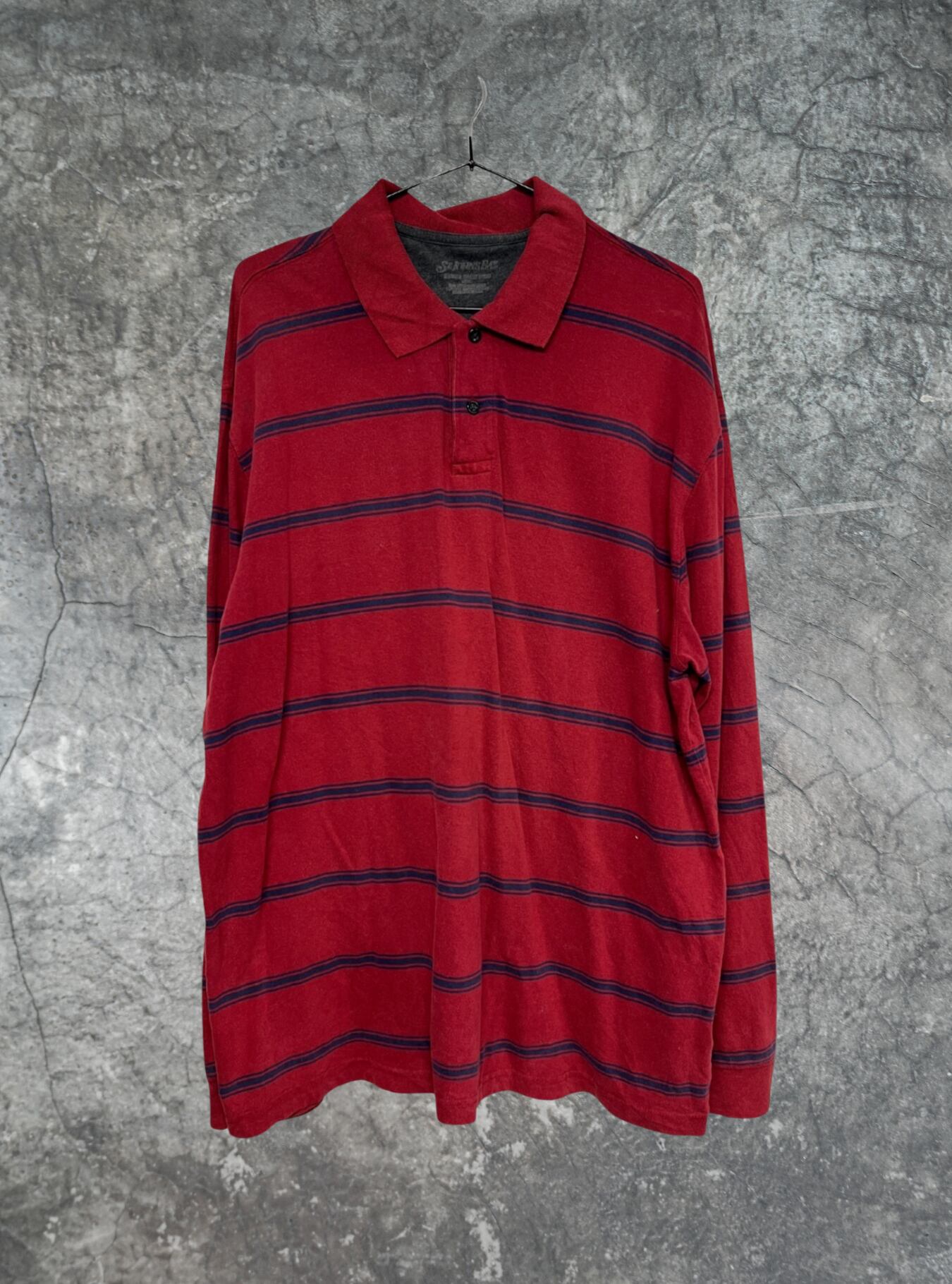 ボーダー長袖ポロシャツ size:L