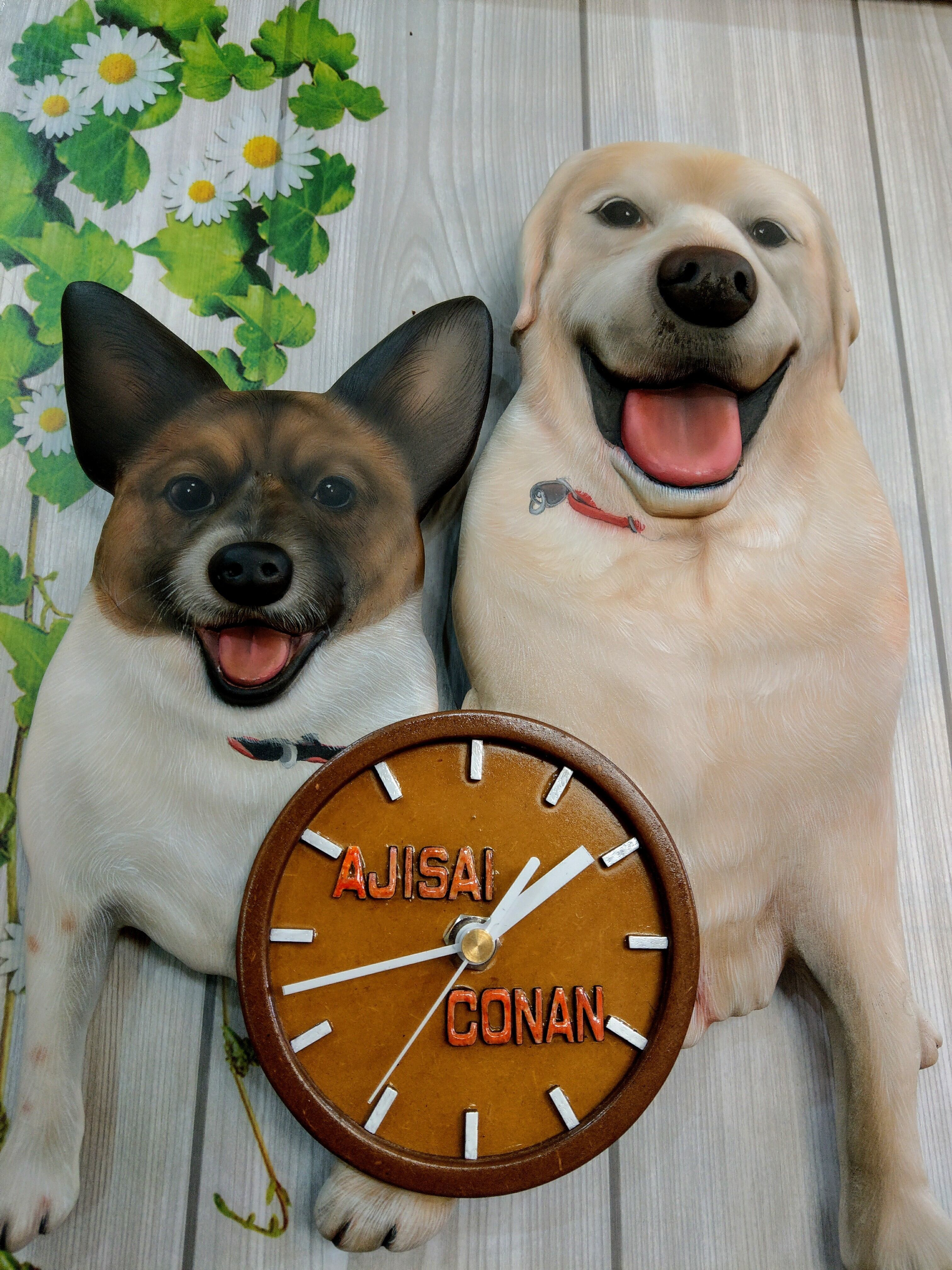 ワンちゃん時計 3D リアル 立体 オーダー ペット 時計 似顔絵 愛犬 犬