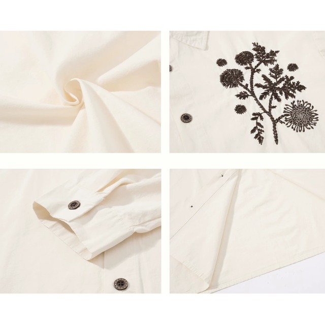 retro botanical design shirt　レトロボタニカルデザインシャツ　J2108