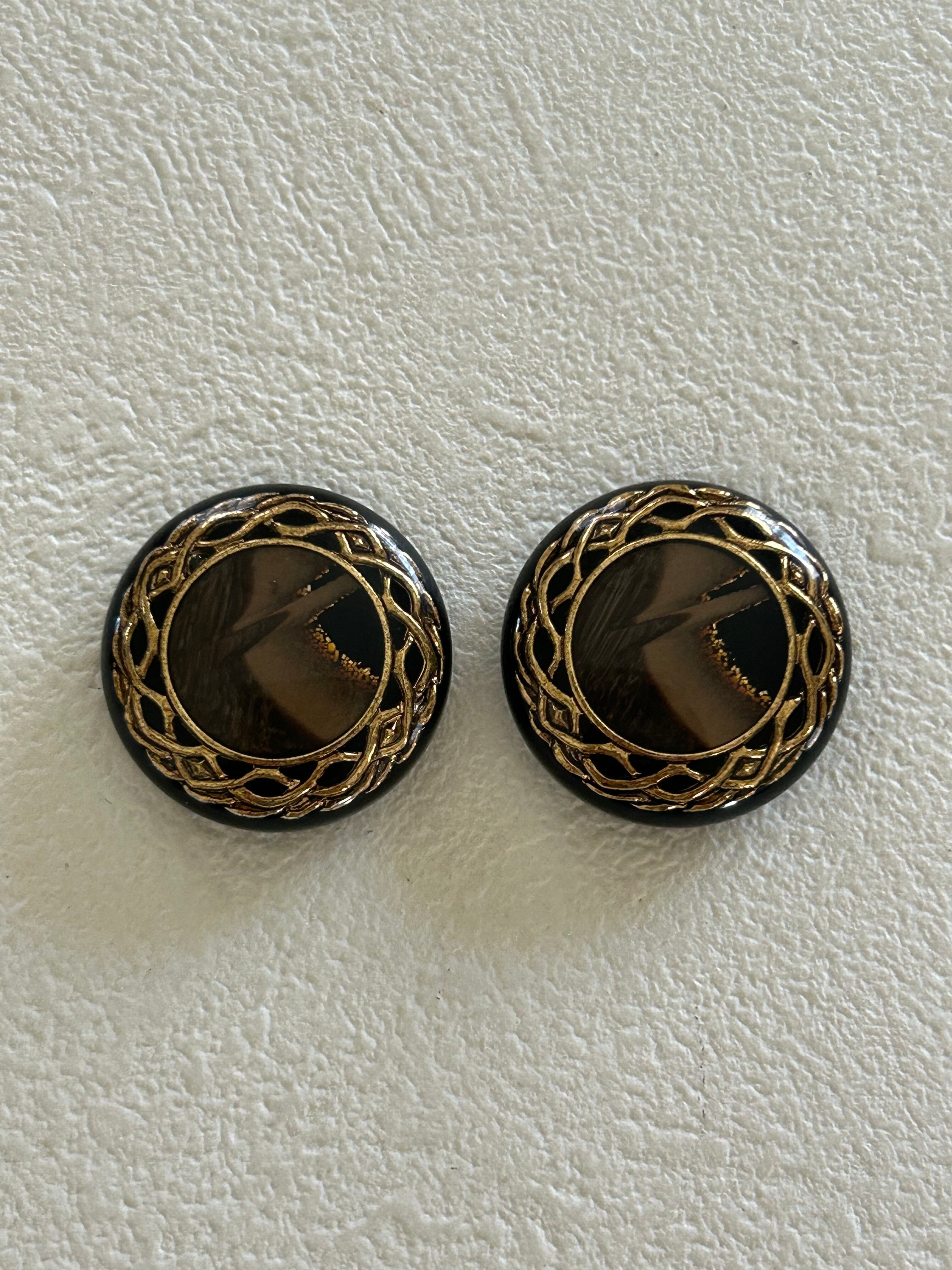 Japanese Vintage ボタン 22mm ブラウン×ゴールド グリッター プラスチックボタン 昭和レトロ アクセサリーパーツ 装飾材 カルトナージュ