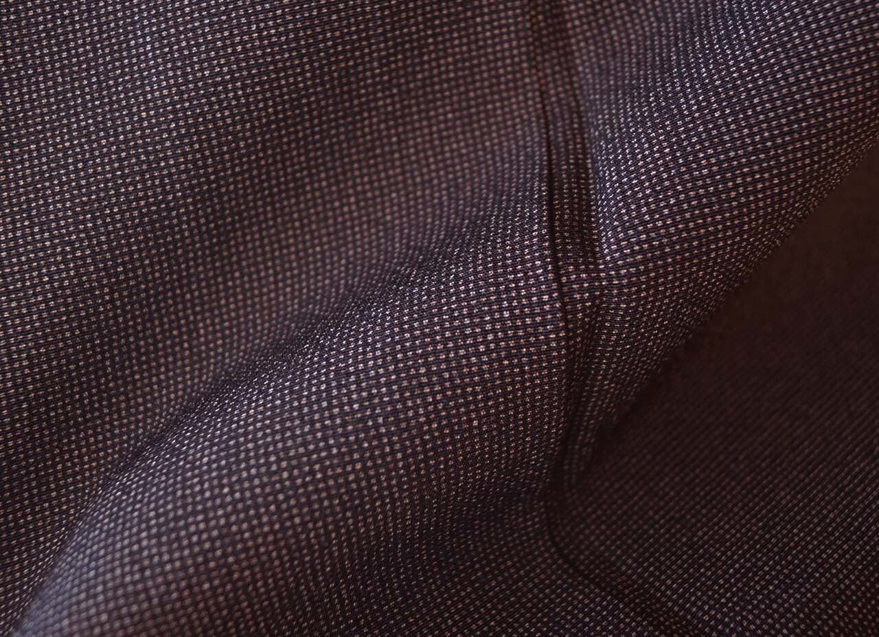 袷】憲法染色×丁子茶色 江戸小紋 角通し 一つ紋 トール＆ゆとりサイズ