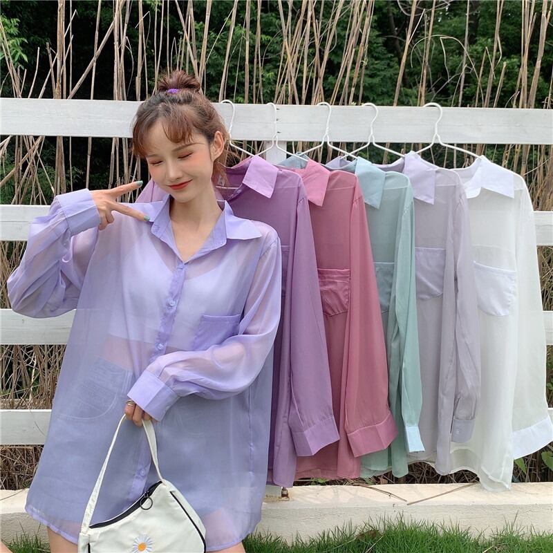 サマールーズ薄手シャツ トップス ロング 夏物 1号婦人83649527177