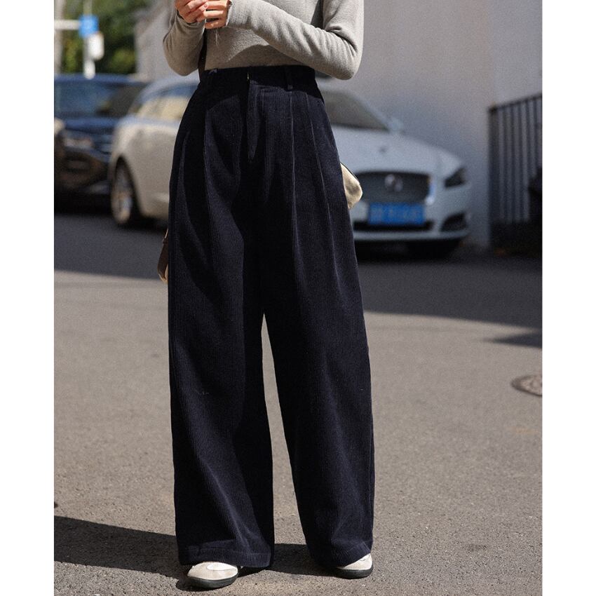 corduroy wide-leg pants　J00242