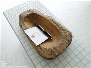 チーク総無垢 プリミティブトレイ 飾り鉢N30.5cm ボウル 小物入れ ナチュラル 天然木 鉢 入れ物 天然オイル仕上げ 世界三大銘木