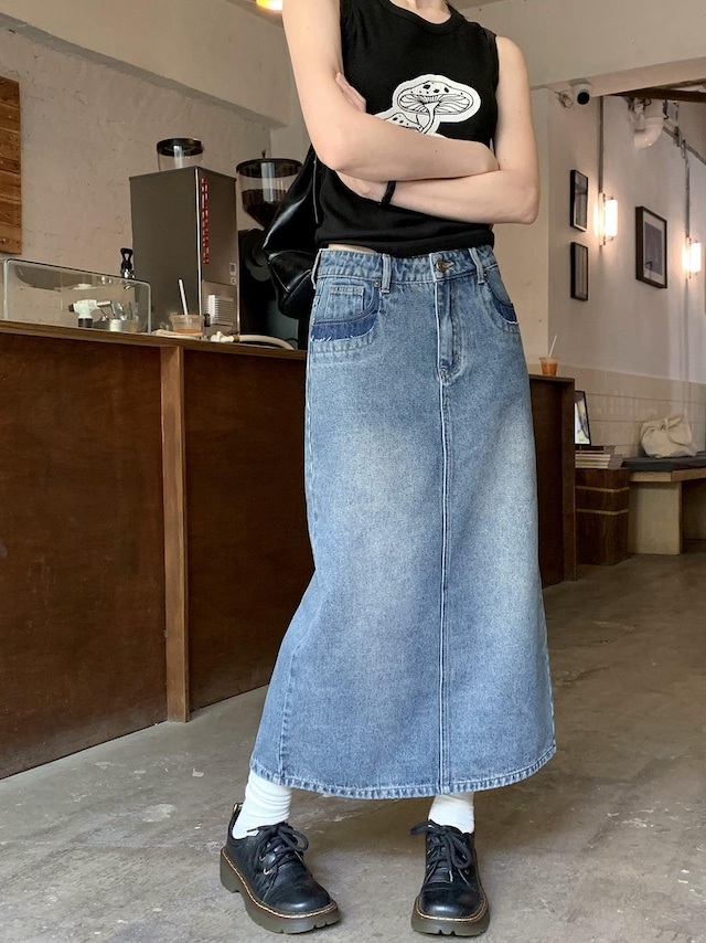 Denim long slit skirt（デニムロングスリットスカート）c-469